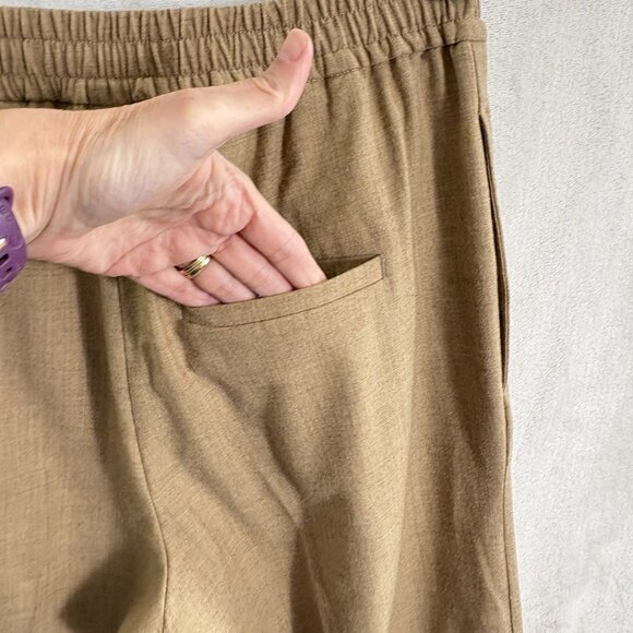 COS Women Wool Blend Pants Sz 28 Tan Elastic Drawstring Waist Wide Leg 2-28 - Picture 5 of 13